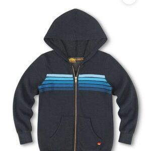 Aviator Nation Kids Hoodie - Dark Blue with Light Blue Stripes